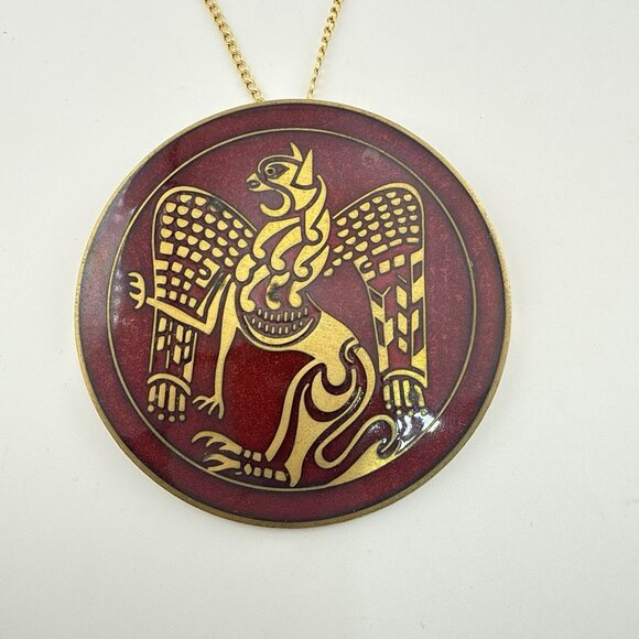 Metropolitan Museum Of Art MMA Necklace Winged Lion St Marks Brooch Red Enamel - Picture 2 of 16